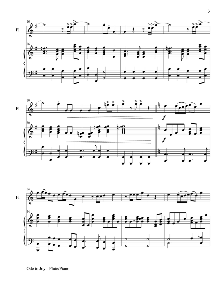 2 PAK HYMN SERIES!, Ode to Joy & Nearer My God to Thee, Flute & Piano (Score & Parts) Flute scores gallery preview page 4