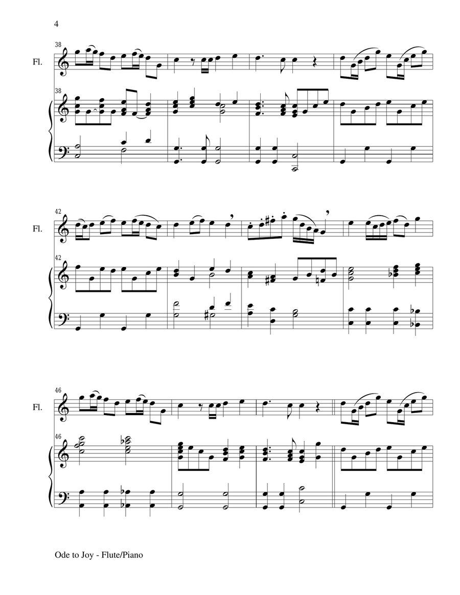 2 PAK HYMN SERIES!, Ode to Joy & Nearer My God to Thee, Flute & Piano (Score & Parts) Flute scores gallery preview page 5