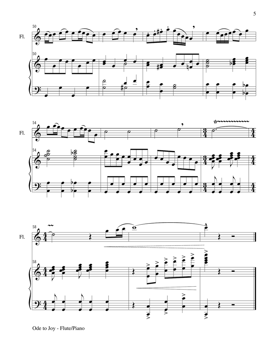 2 PAK HYMN SERIES!, Ode to Joy & Nearer My God to Thee, Flute & Piano (Score & Parts) Flute scores gallery preview page 6