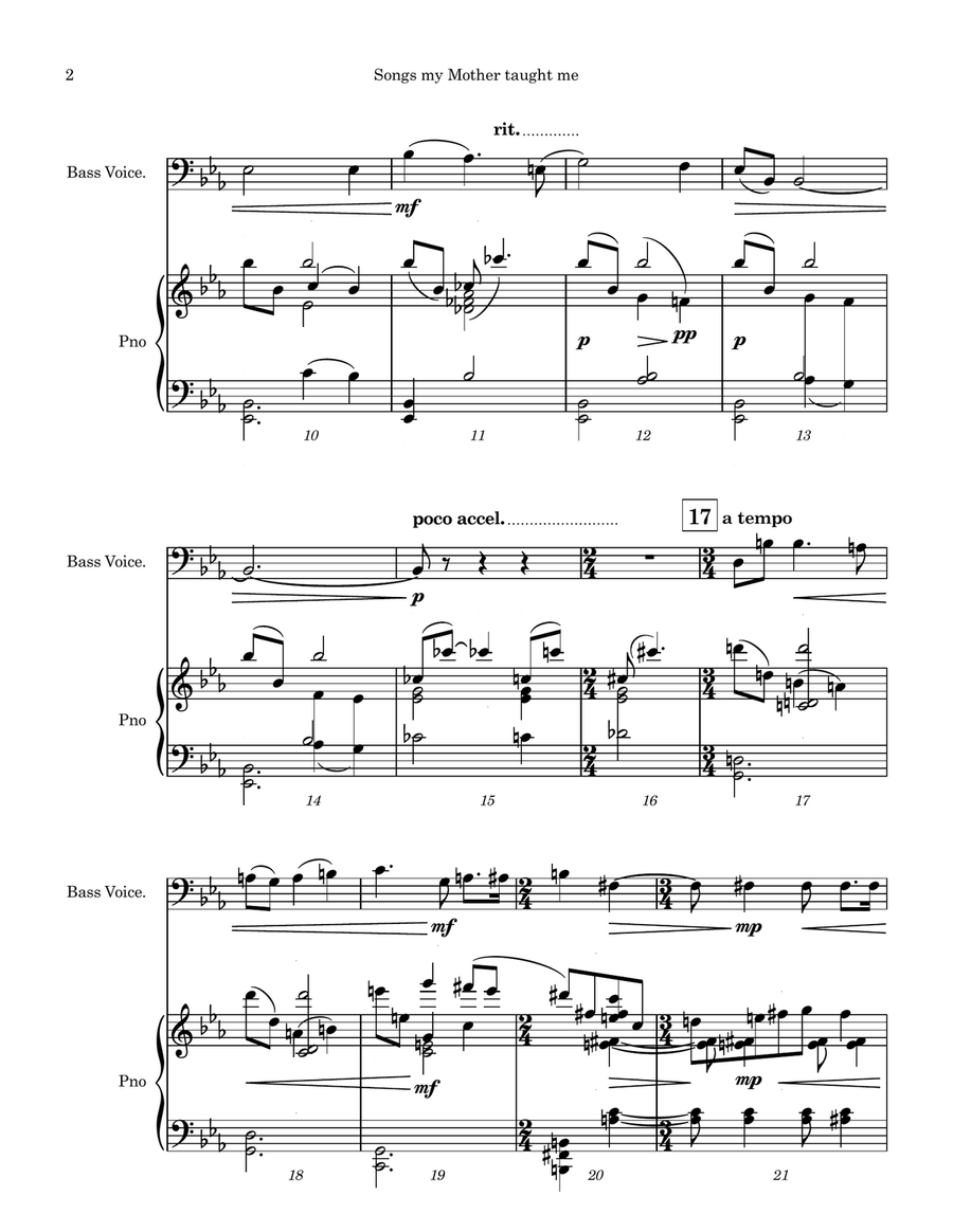 Songs my Mother Taught Me (Bass Clef Instruments) Euphonium scores gallery preview page 3