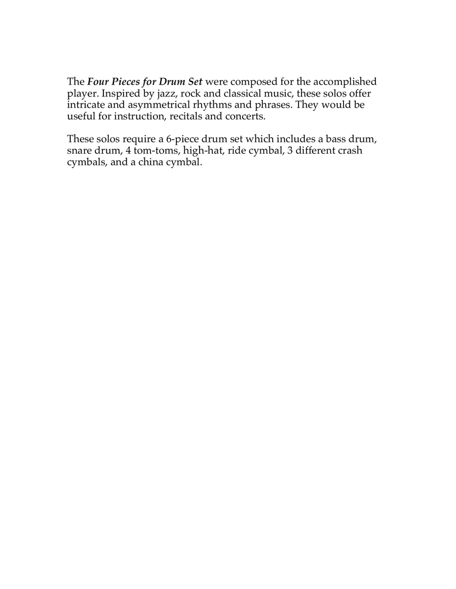 Four Pieces for Drum Set Drum Set scores gallery preview page 2