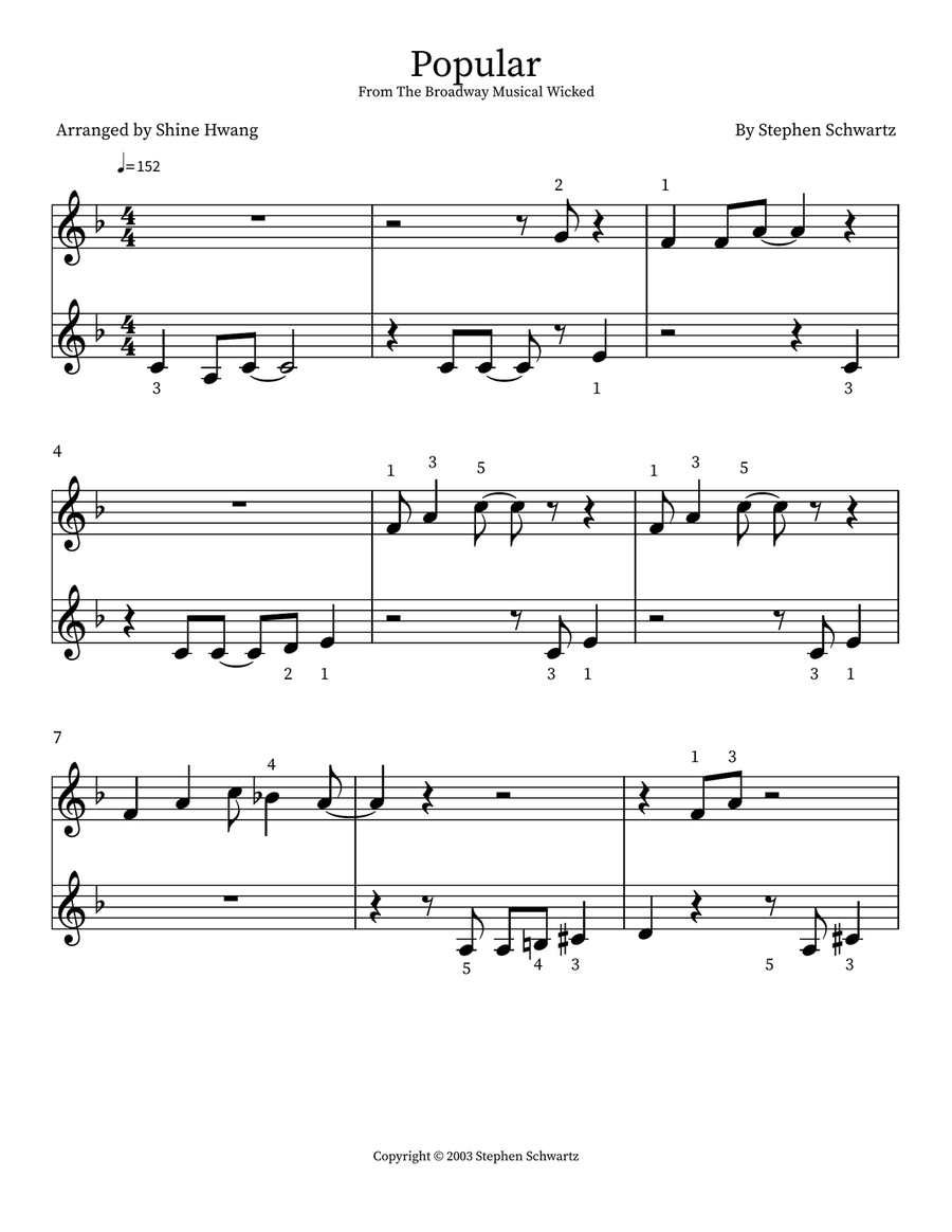 Popular Easy Piano scores gallery preview page 1
