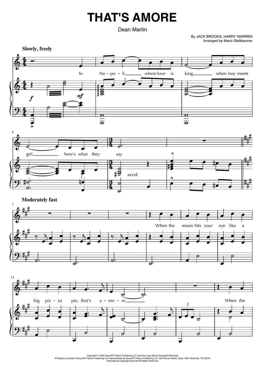 That's Amore (That's Love) Piano, Vocal scores gallery preview page 1