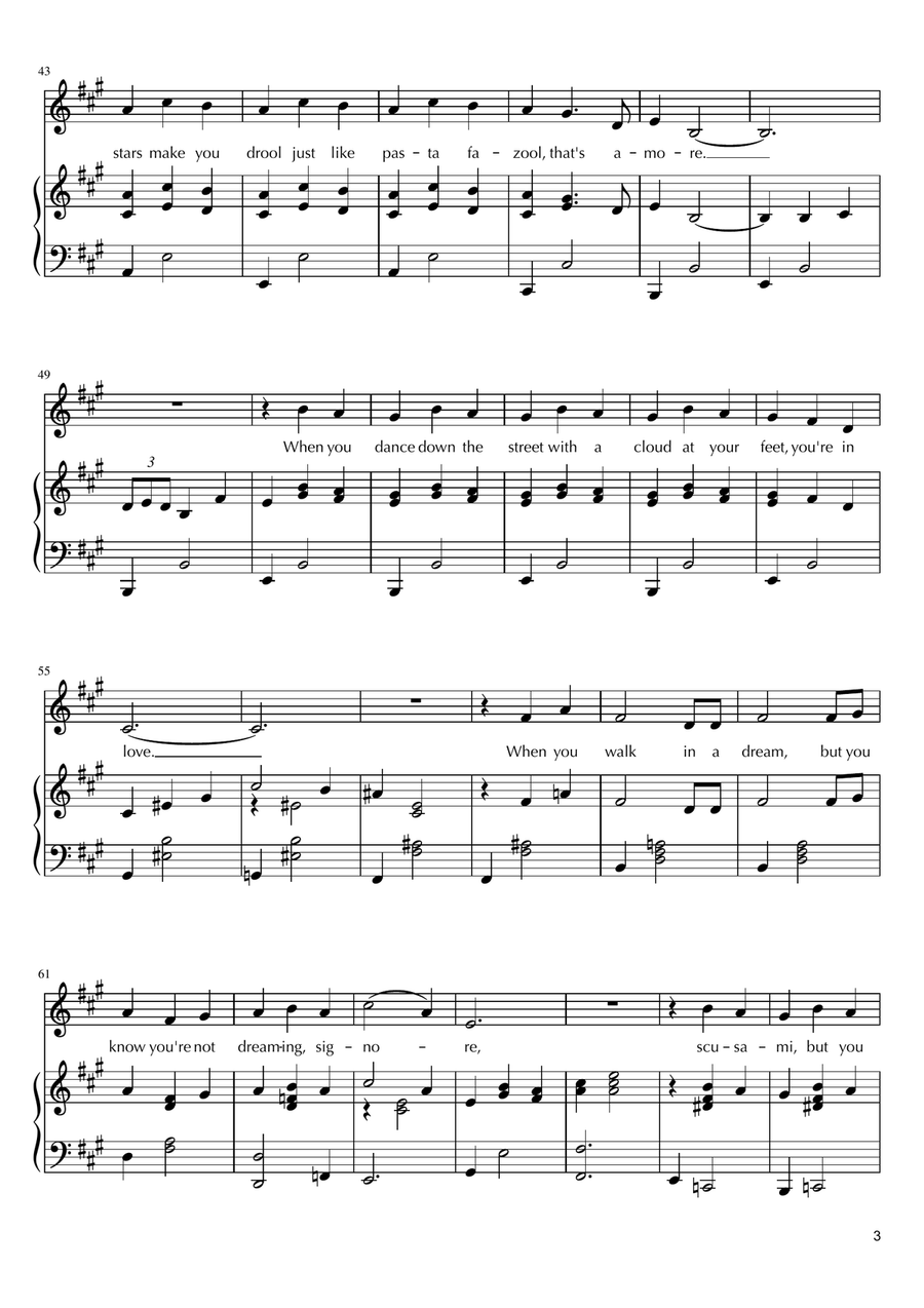 That's Amore (That's Love) Piano, Vocal scores gallery preview page 3