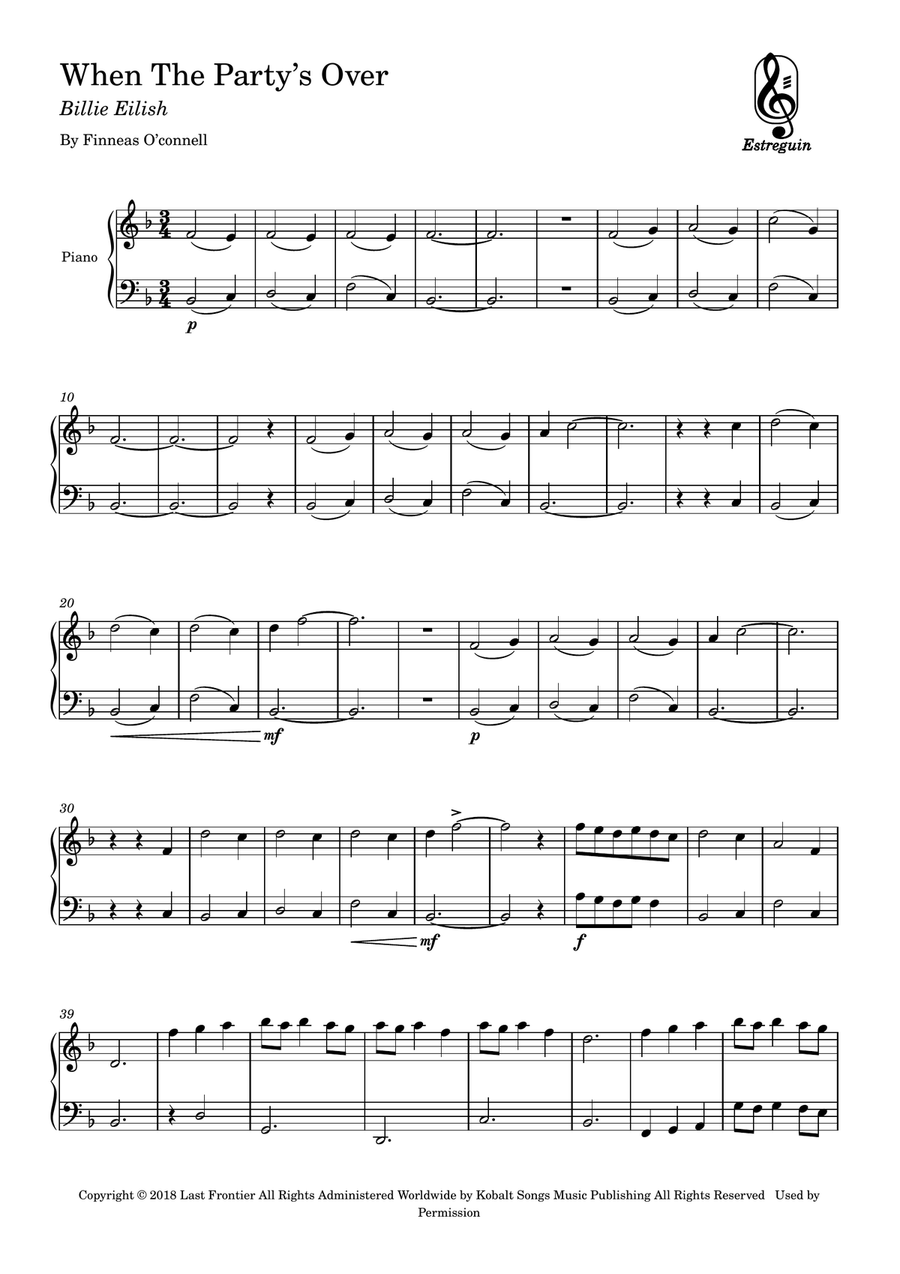 When The Party's Over When The Party's Over Easy Piano scores gallery preview page 1