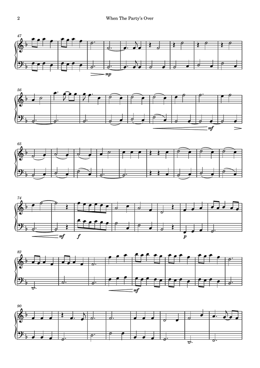 When The Party's Over When The Party's Over Easy Piano scores gallery preview page 2