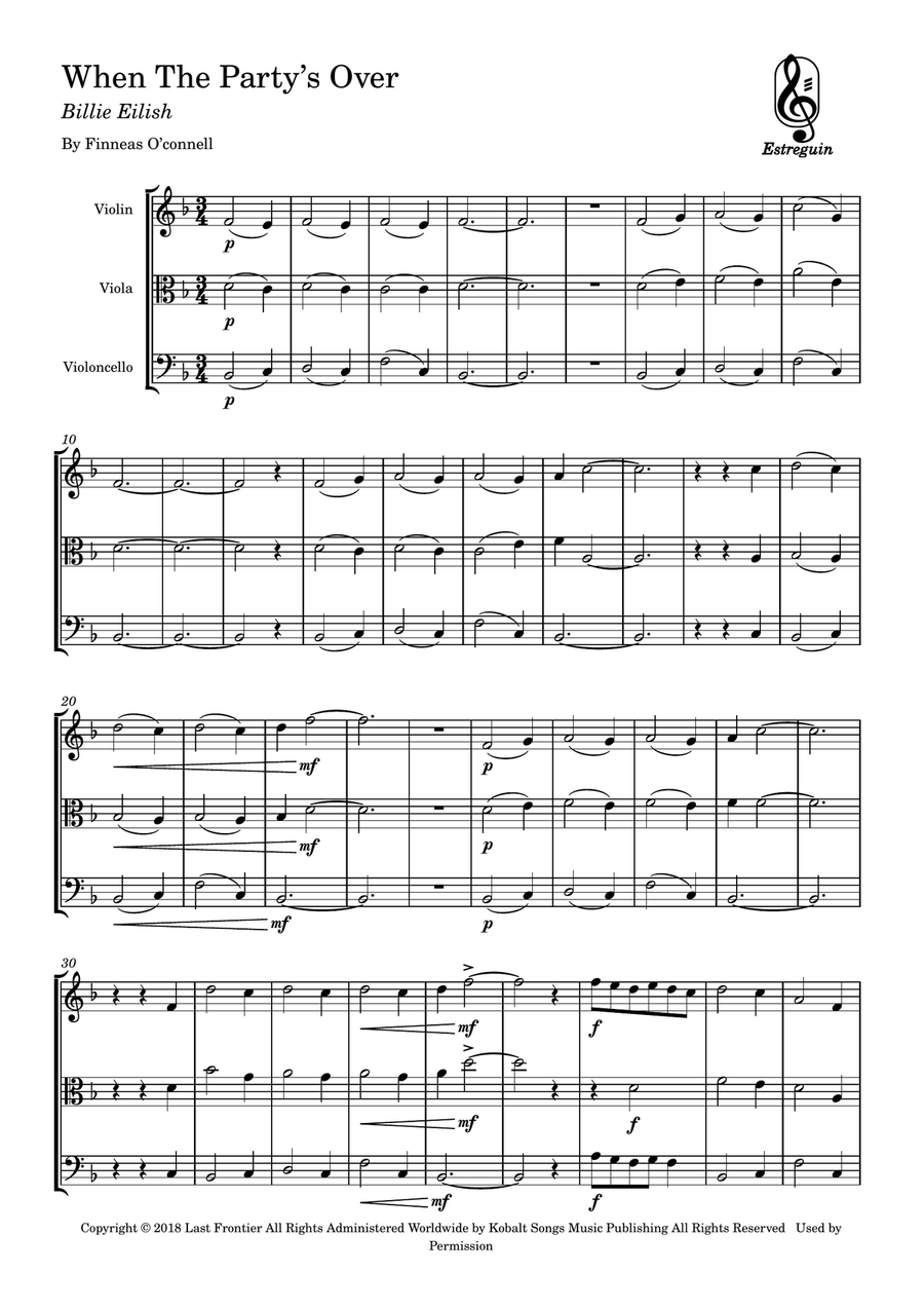 When The Party's Over When The Party's Over String Trio scores gallery preview page 1
