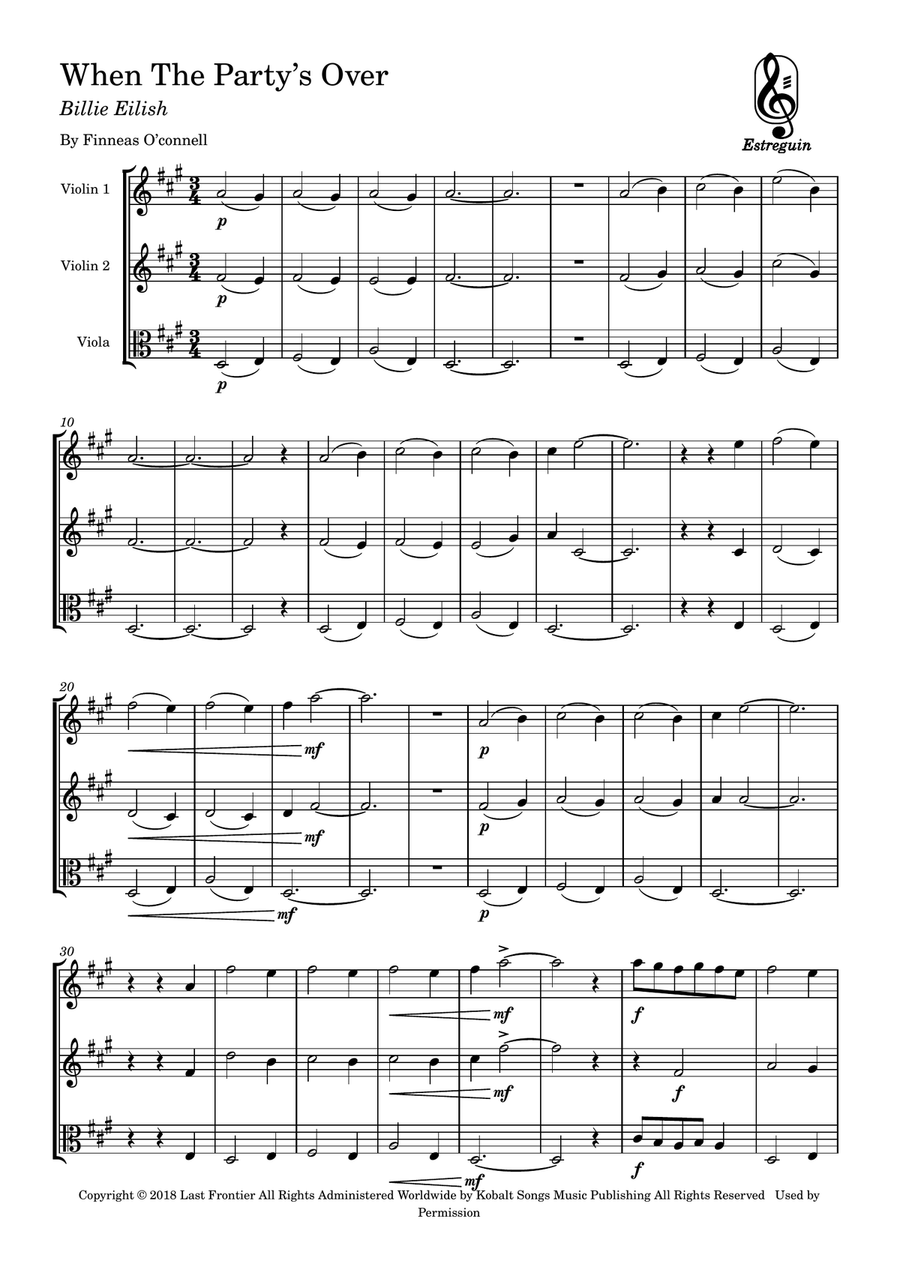 When The Party's Over When The Party's Over String Trio scores gallery preview page 1