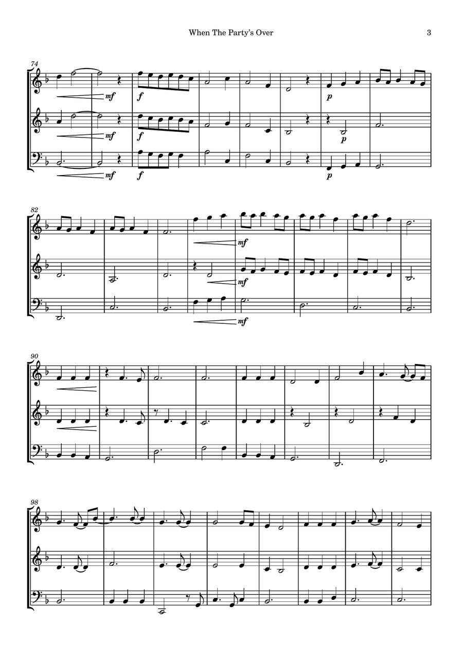 When The Party's Over When The Party's Over String Trio scores gallery preview page 3