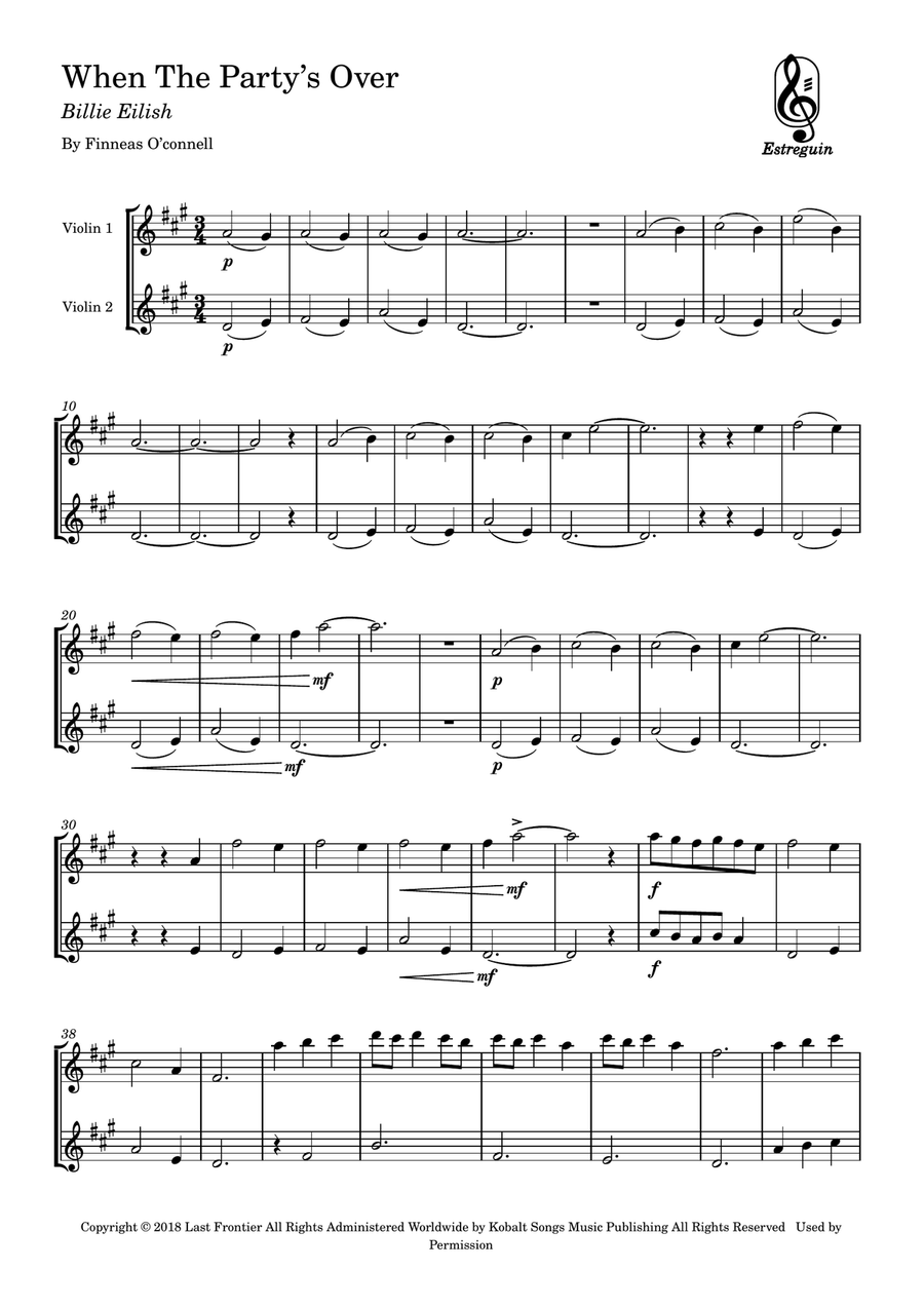 When The Party's Over When The Party's Over String Duet scores gallery preview page 1