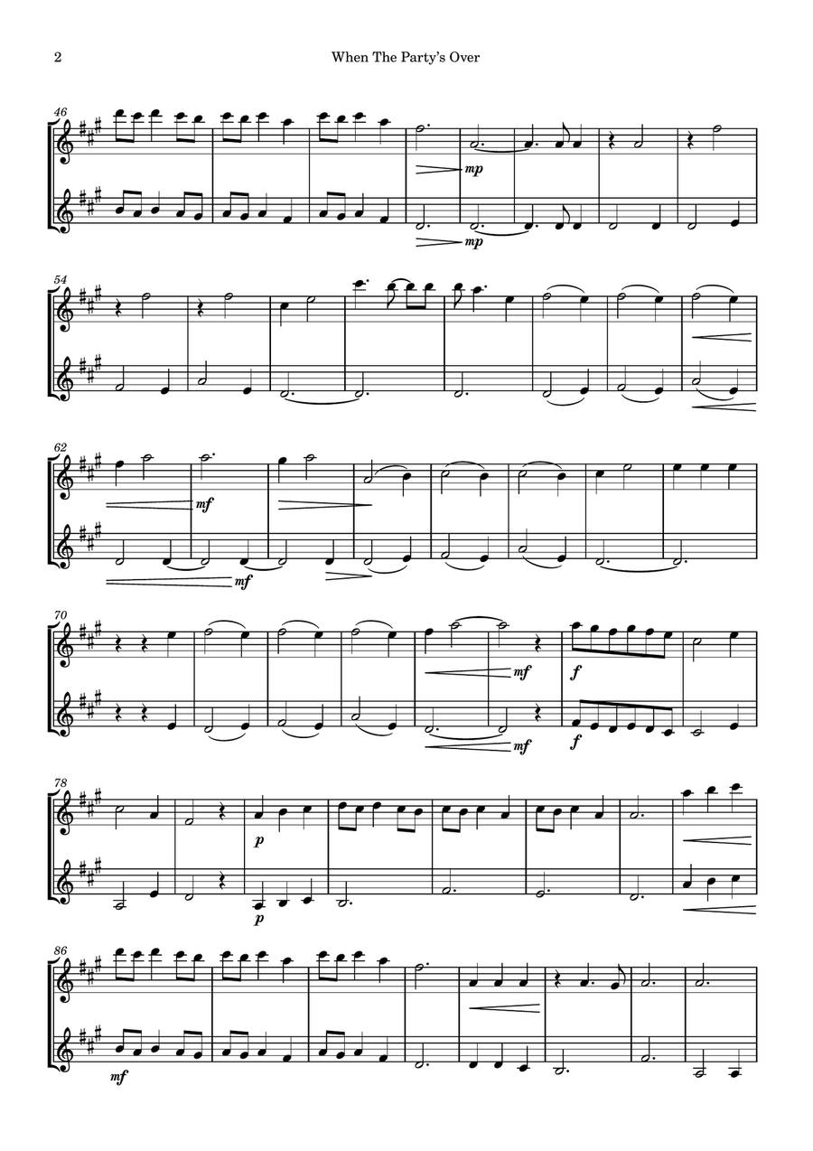 When The Party's Over When The Party's Over String Duet scores gallery preview page 2