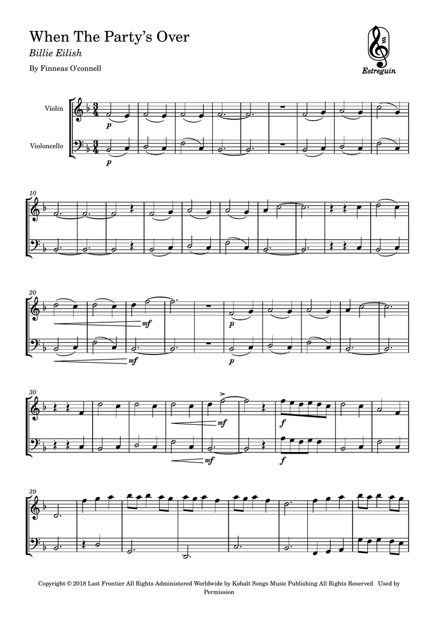 When The Party's Over When The Party's Over String Duet scores gallery preview page 1