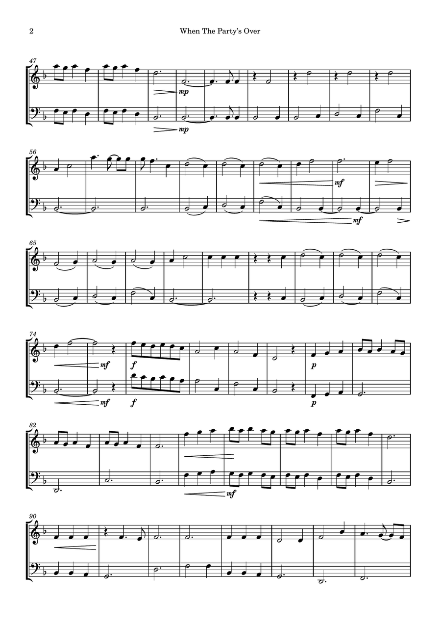 When The Party's Over When The Party's Over String Duet scores gallery preview page 2
