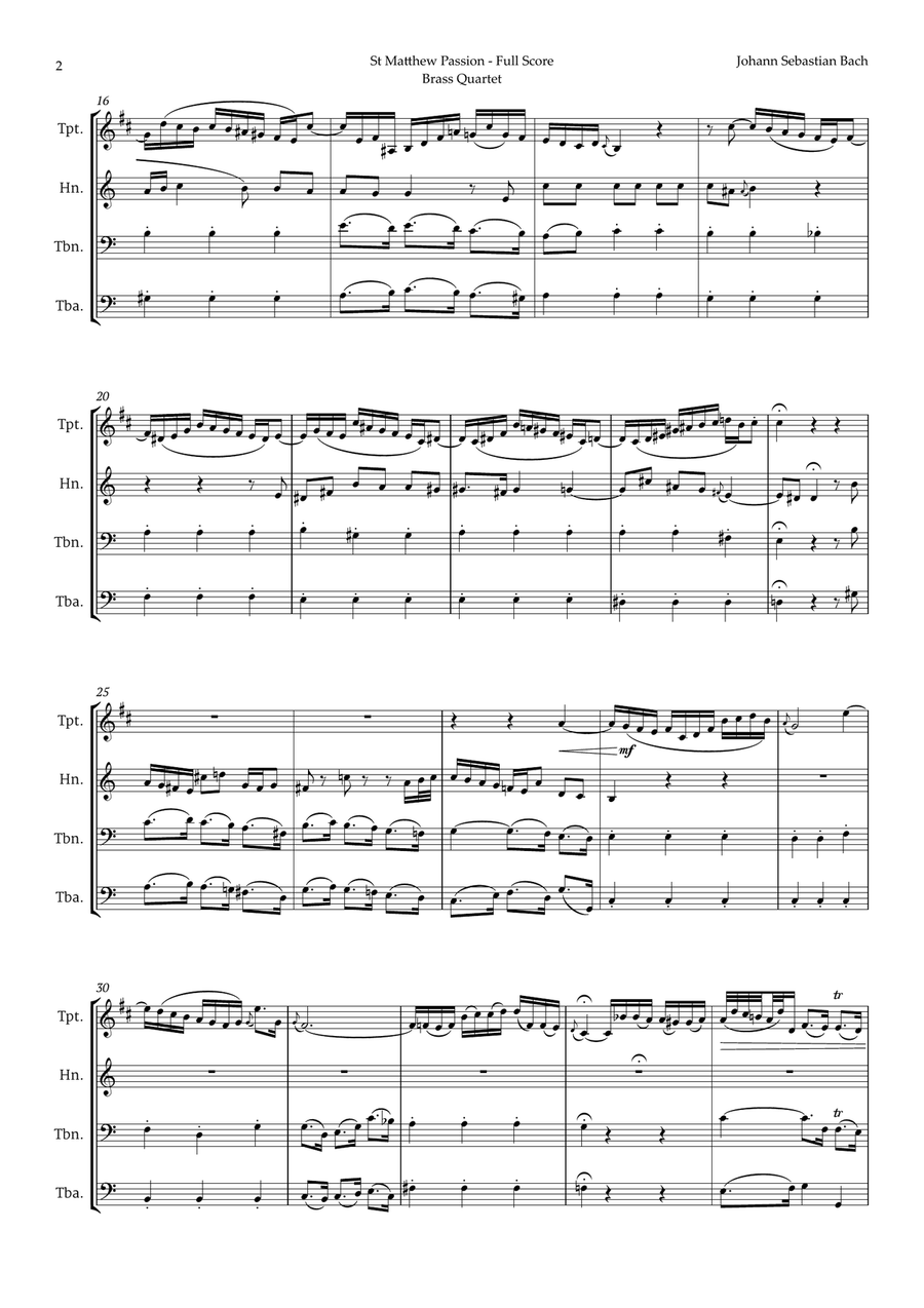 Aus Liebe will mein Heiland sterben by Bach for Brass Quartet Brass Quartet scores gallery preview page 2