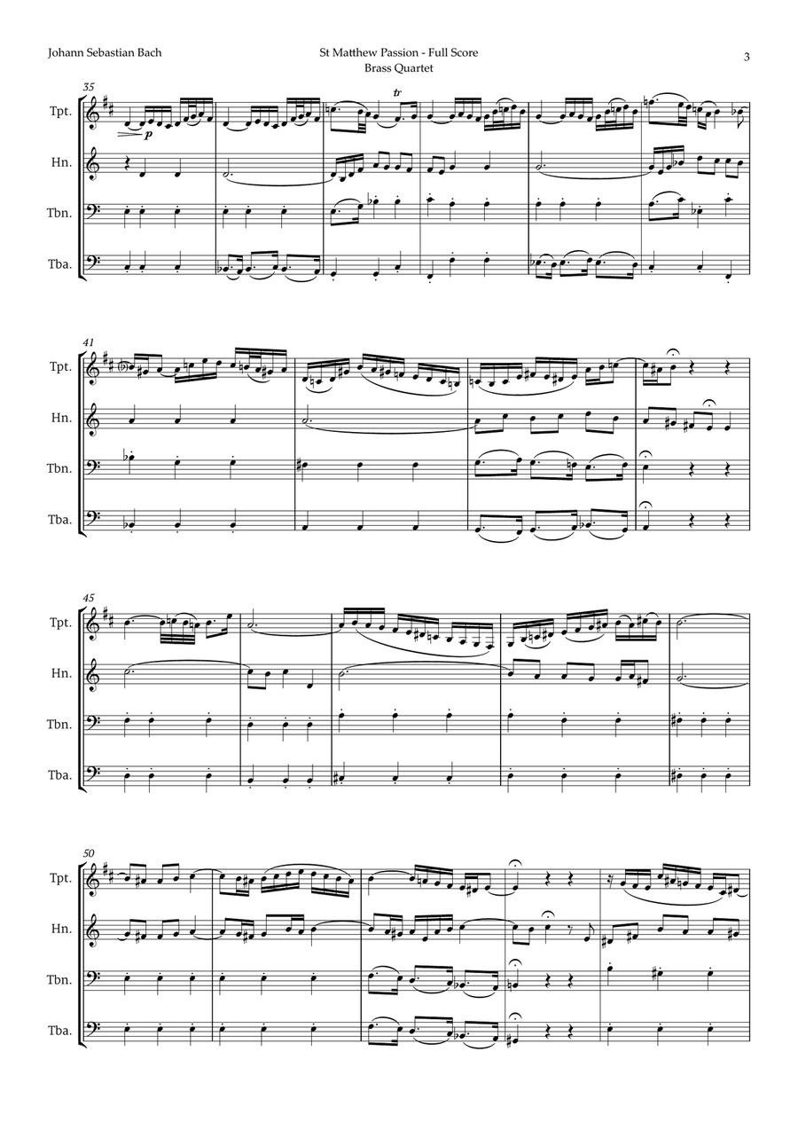 Aus Liebe will mein Heiland sterben by Bach for Brass Quartet Brass Quartet scores gallery preview page 3