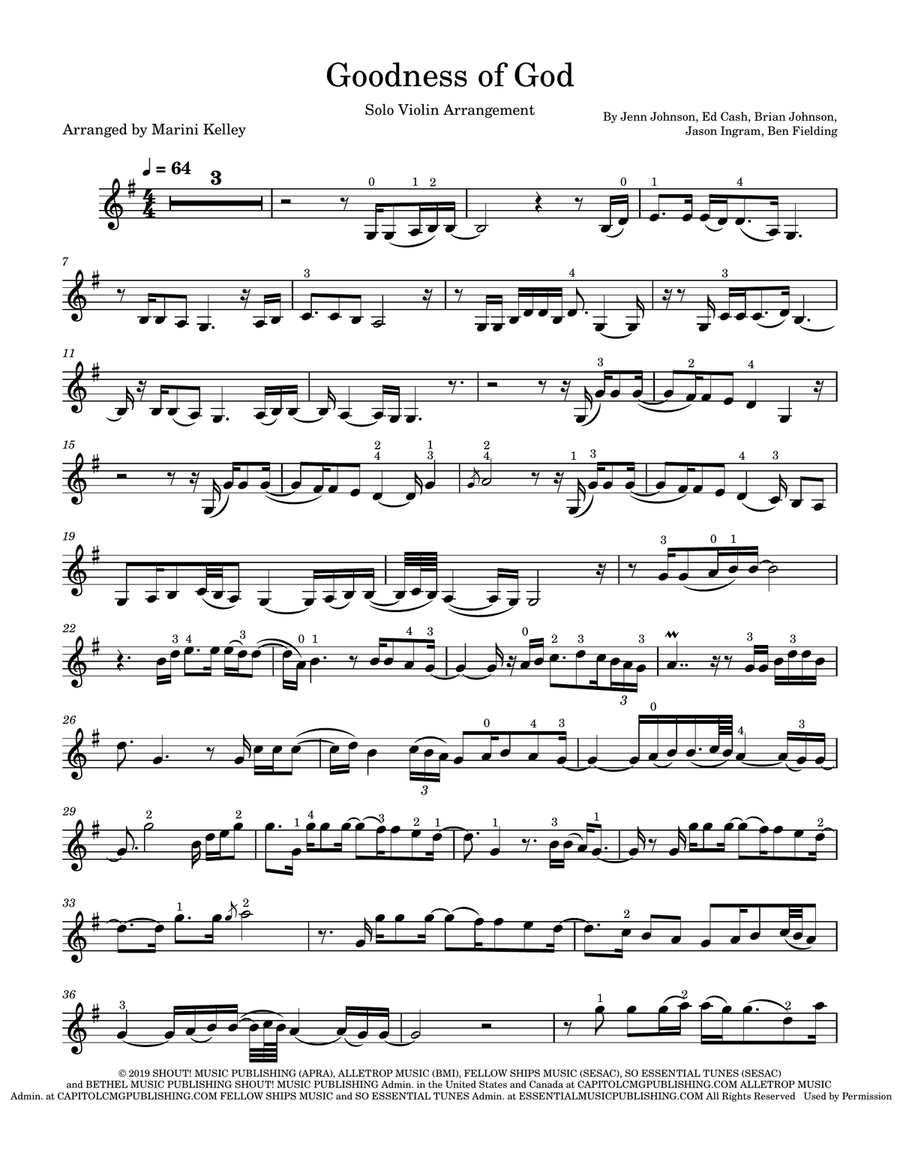 Goodness Of God Violin Solo scores gallery preview page 1