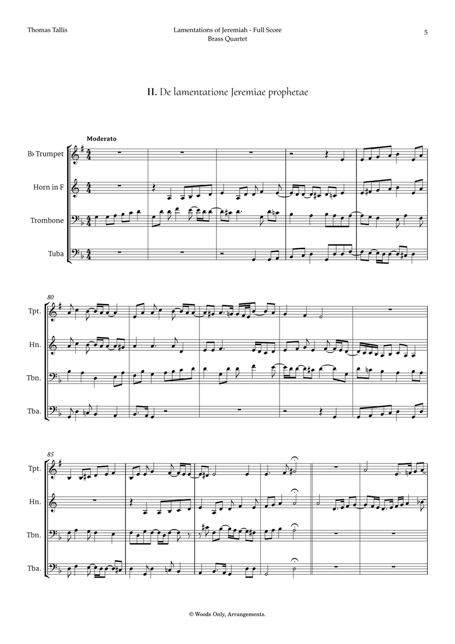 Lamentations of Jeremiah by Thomas Tallis for Brass Quartet Brass Quartet scores gallery preview page 5