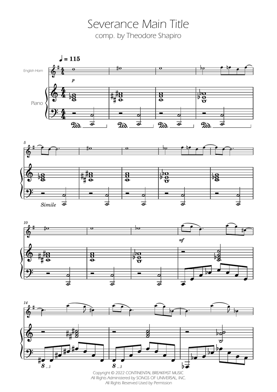 Severance - Main Title Theme English Horn scores gallery preview page 1