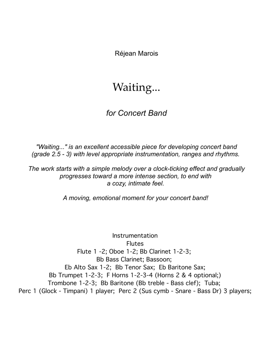 Waiting... Waiting... Concert Band scores gallery preview page 1