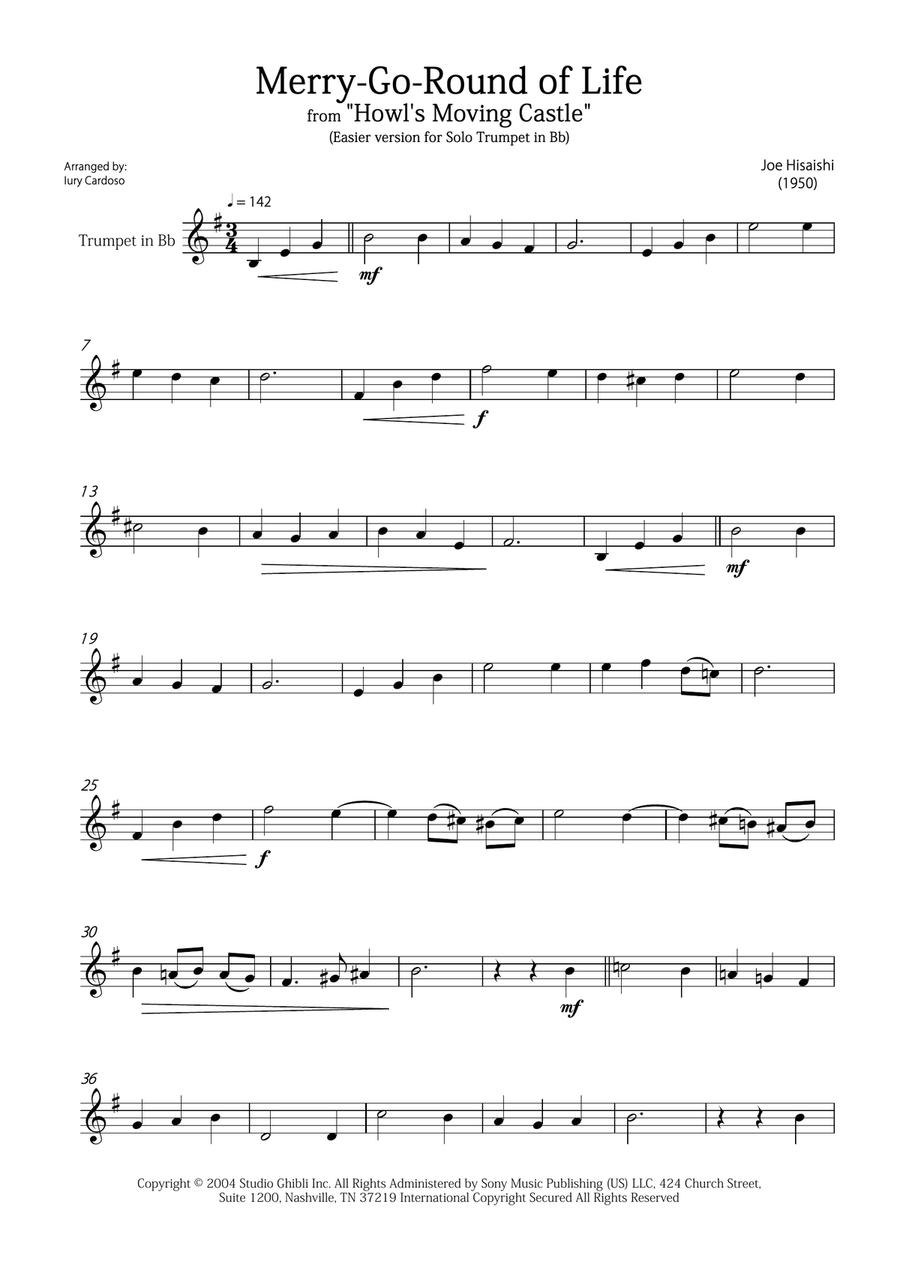 Merry-Go-Round Of Life B-Flat Trumpet scores gallery preview page 1