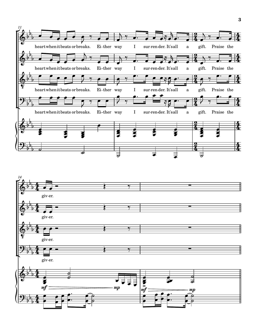 Praise The Giver by Matt Maher 4-Part - Digital Sheet Music page 4