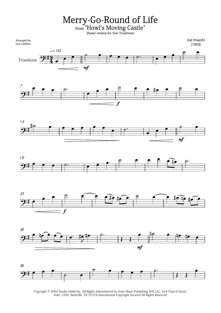 Merry-Go-Round Of Life Trombone Solo scores gallery preview page 1