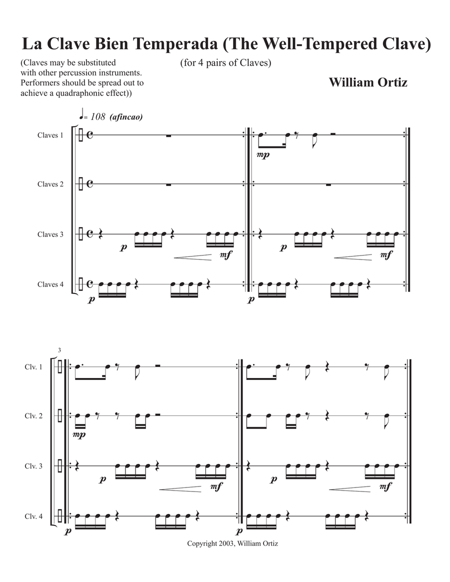 La Clave Bien Temperada (The Well-Tempered Clave) Percussion Ensemble scores gallery preview page 1