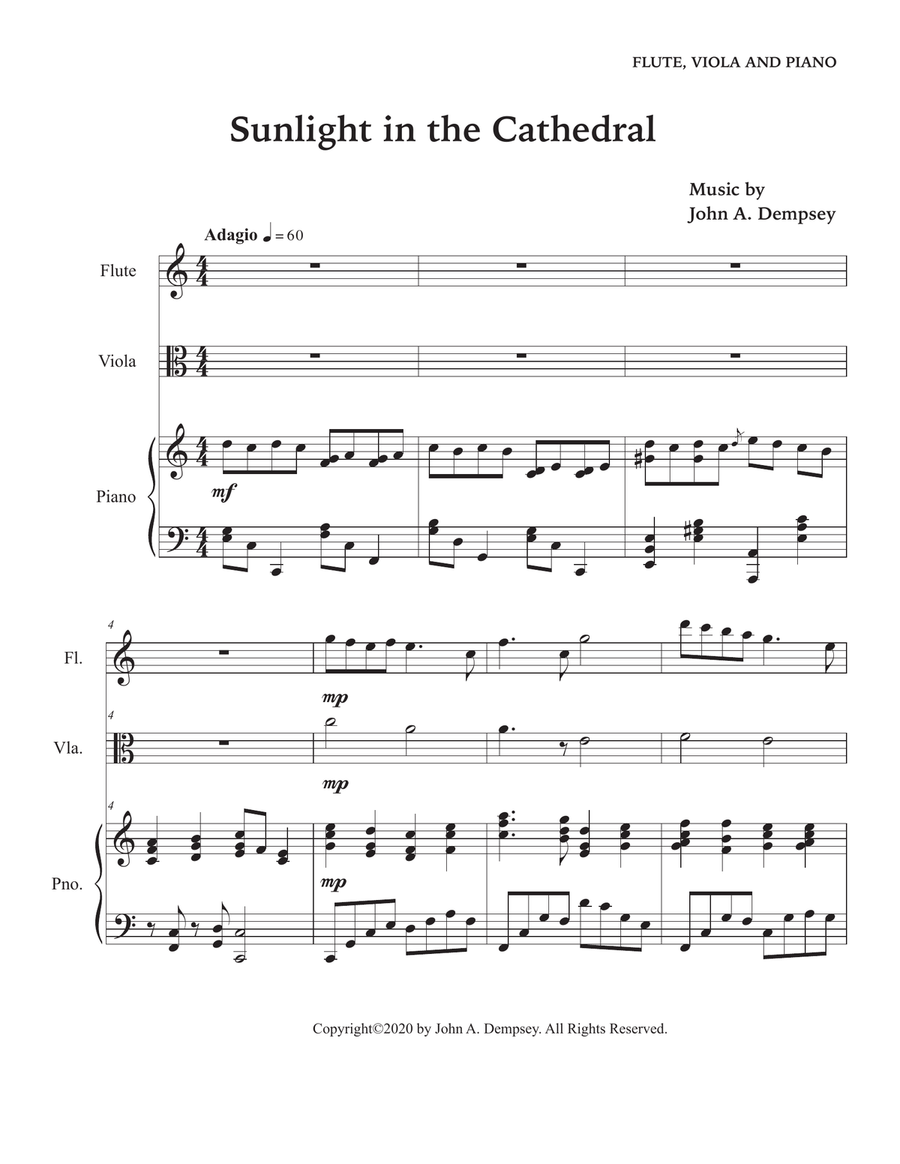 Sunlight in the Cathedral (Mountain Prelude): Trio for Flute, Viola and Piano Small Ensemble scores gallery preview page 5