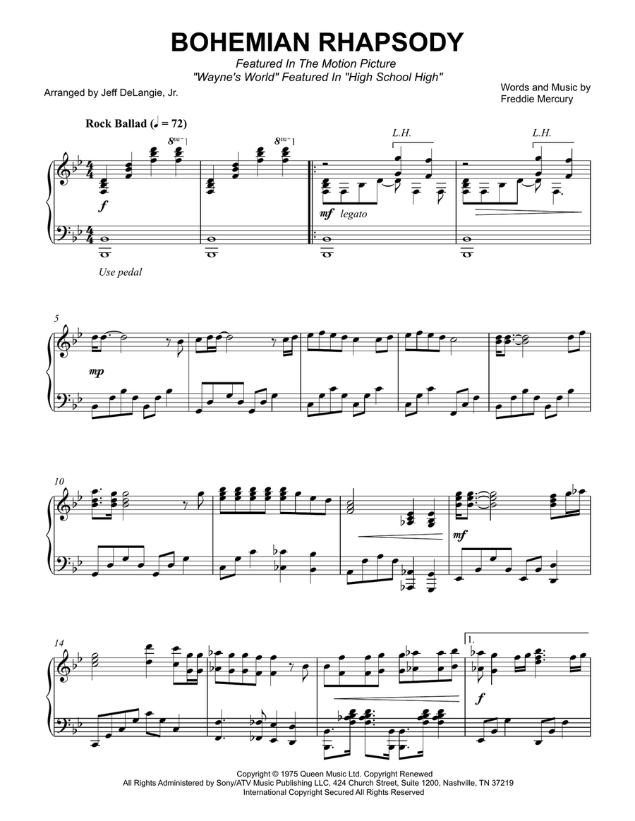 Bohemian Rhapsody Bohemian Rhapsody Piano Solo scores gallery preview page 1