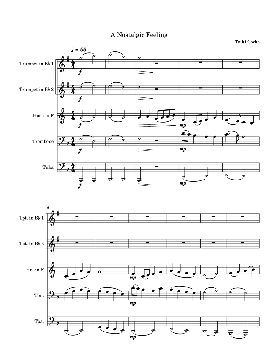 A Nostalgic Feeling A Nostalgic Feeling Brass Quintet scores gallery preview page 1