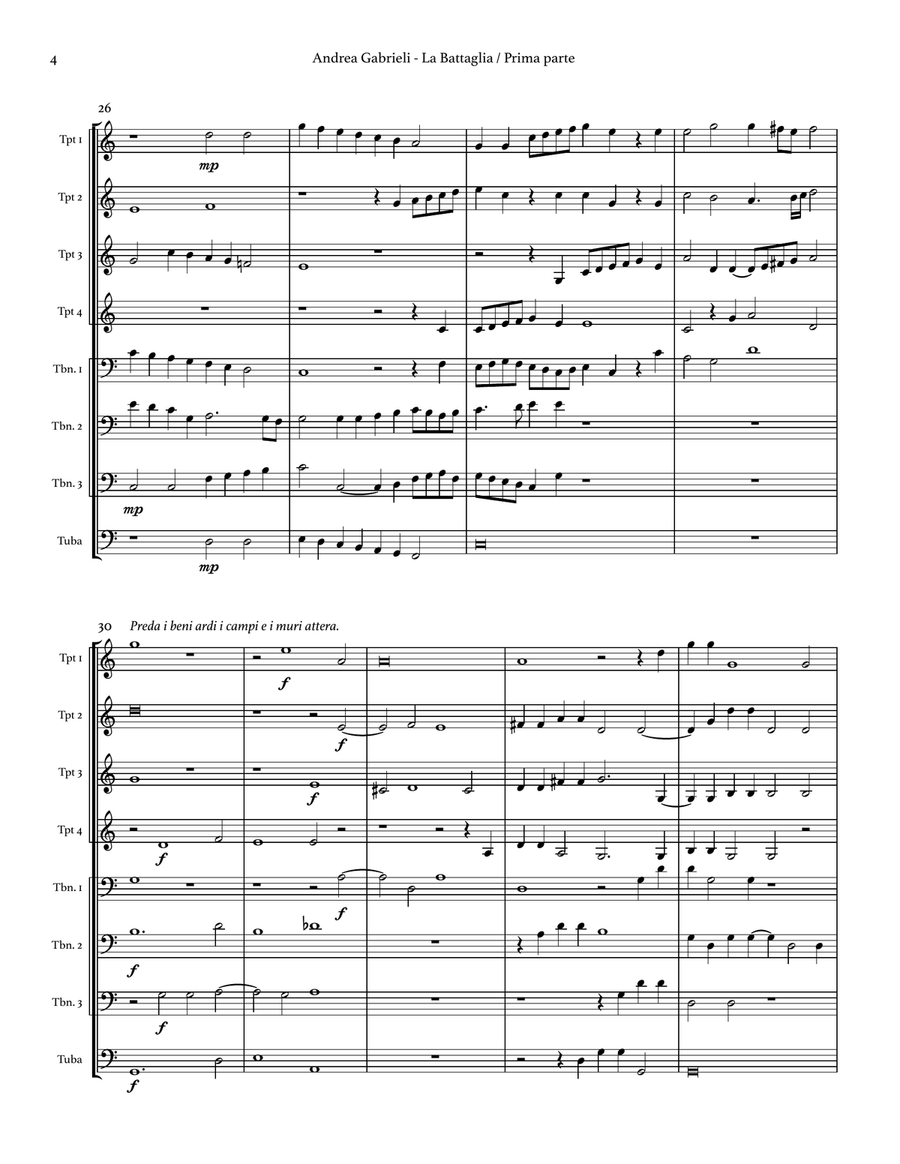 La Battaglia - 8 part madrigal for brass ensemble Brass Ensemble scores gallery preview page 6