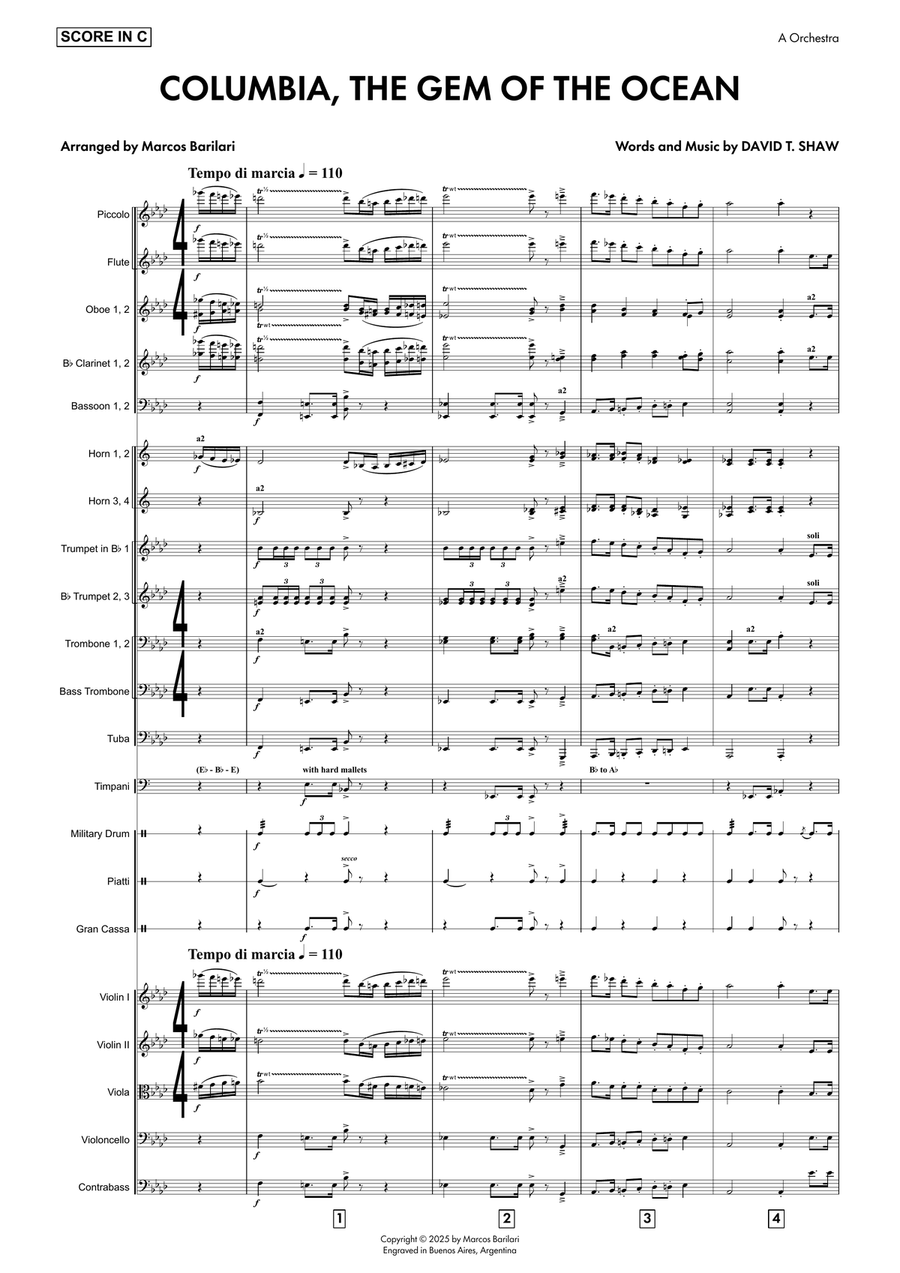 Columbia, The Gem Of The Ocean Full Orchestra scores gallery preview page 4
