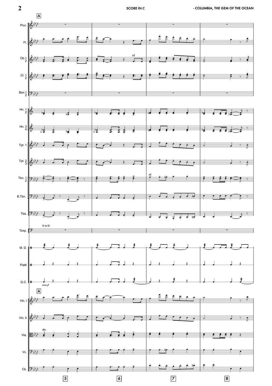 Columbia, The Gem Of The Ocean Full Orchestra scores gallery preview page 5