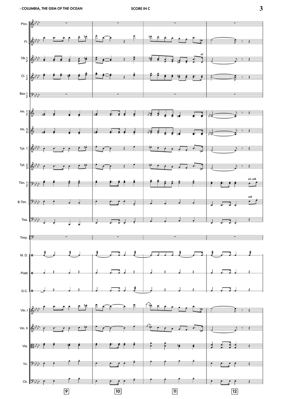 Columbia, The Gem Of The Ocean Full Orchestra scores gallery preview page 6