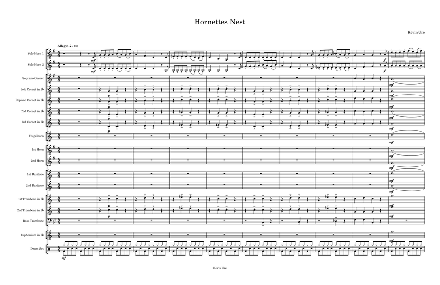 Hornettes Nest for British Brass Band - Eb Horn Duet Brass Band scores gallery preview page 1