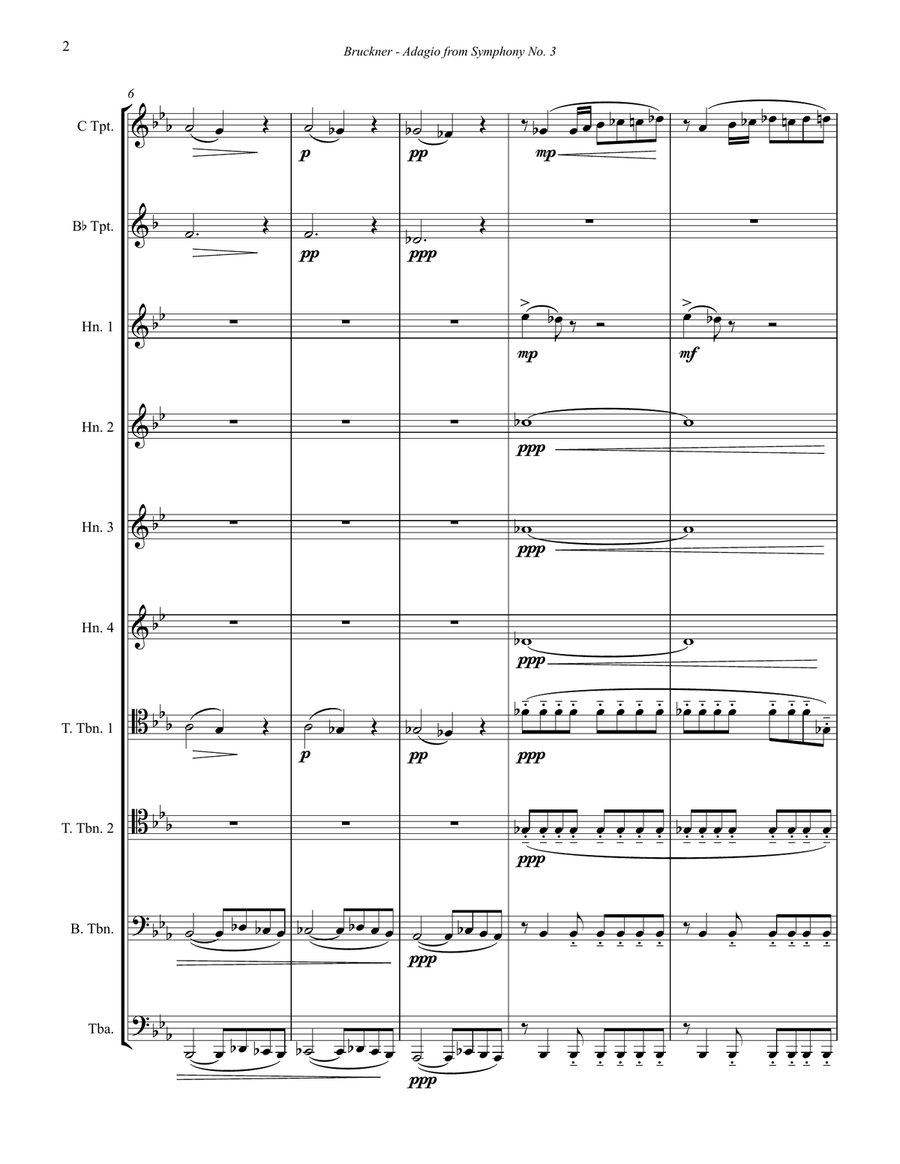 Symphony No. 3 Adagio for 10-part Brass Ensemble Brass Ensemble scores gallery preview page 2