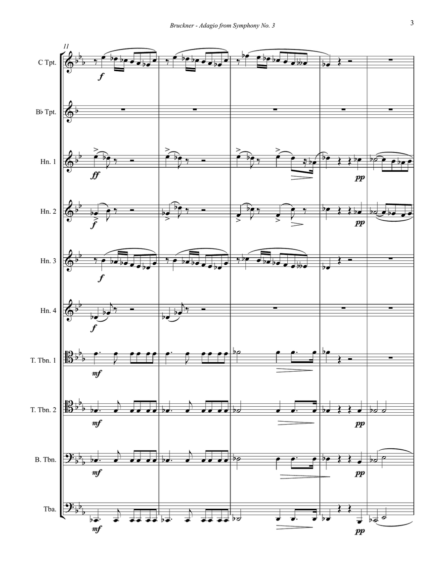 Symphony No. 3 Adagio for 10-part Brass Ensemble Brass Ensemble scores gallery preview page 3