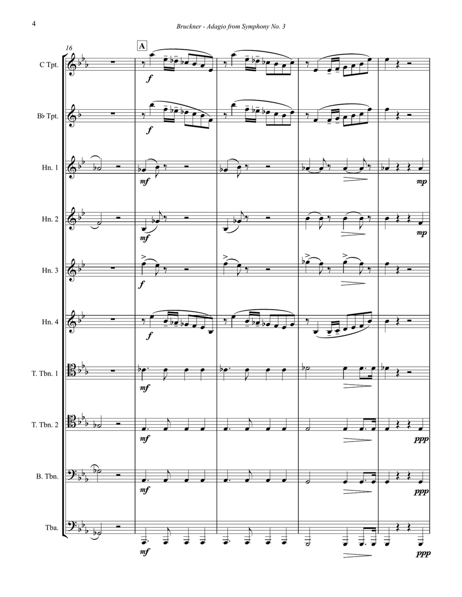 Symphony No. 3 Adagio for 10-part Brass Ensemble Brass Ensemble scores gallery preview page 4