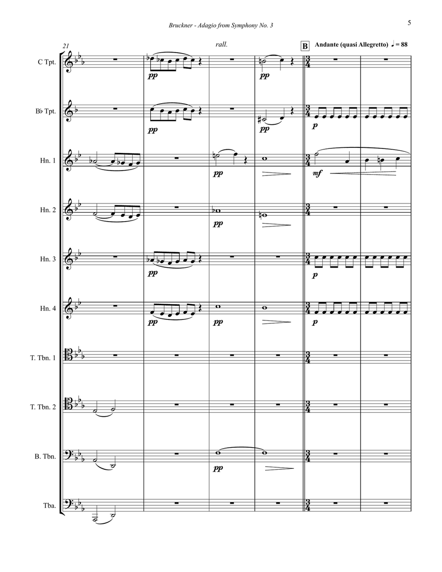 Symphony No. 3 Adagio for 10-part Brass Ensemble Brass Ensemble scores gallery preview page 5