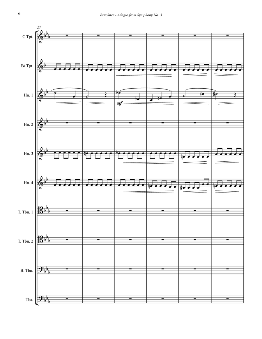 Symphony No. 3 Adagio for 10-part Brass Ensemble Brass Ensemble scores gallery preview page 6