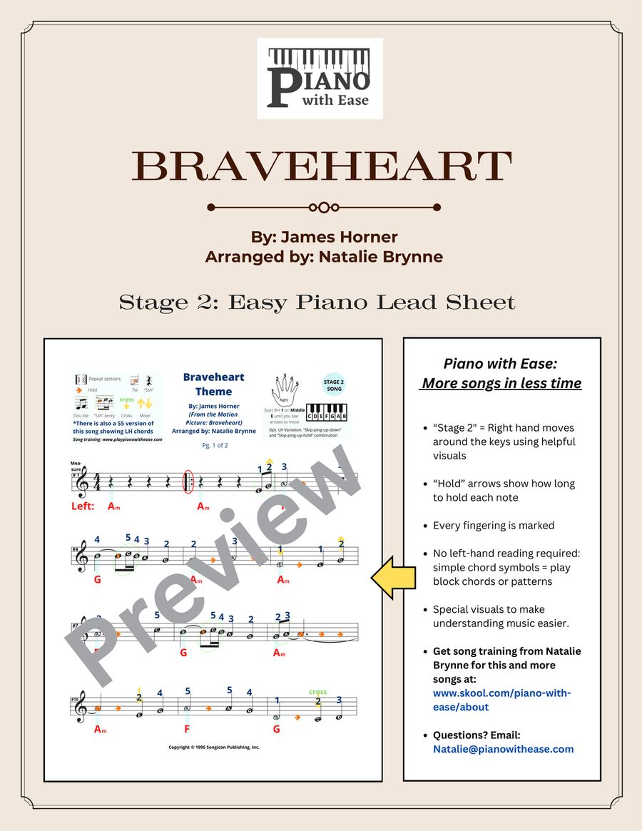 Braveheart - Main Title Piano scores gallery preview page 1