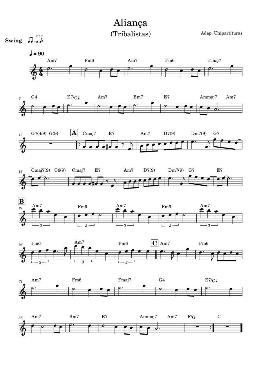 Aliança - Partitura com cifra Piano Solo scores gallery preview page 1