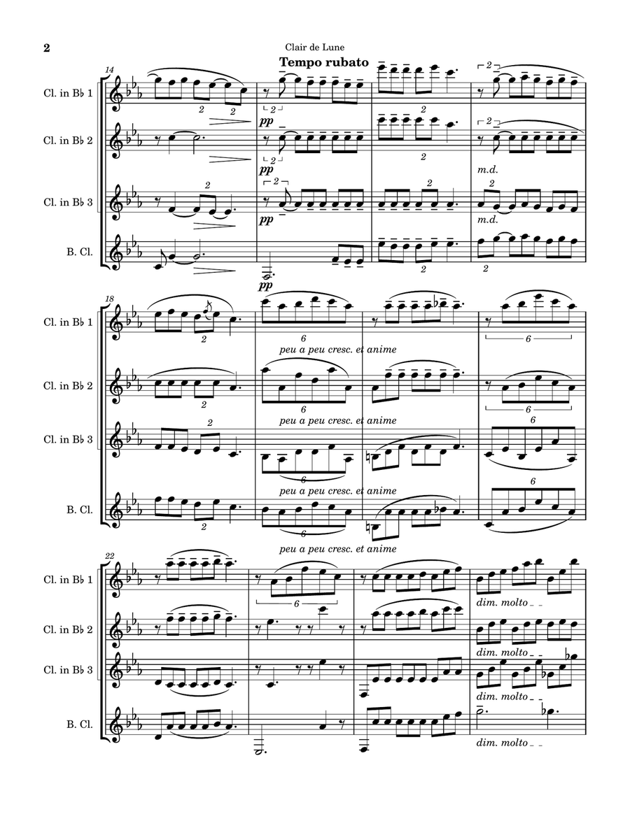Clair de Lune Clair de Lune Clarinet Quartet scores gallery preview page 2