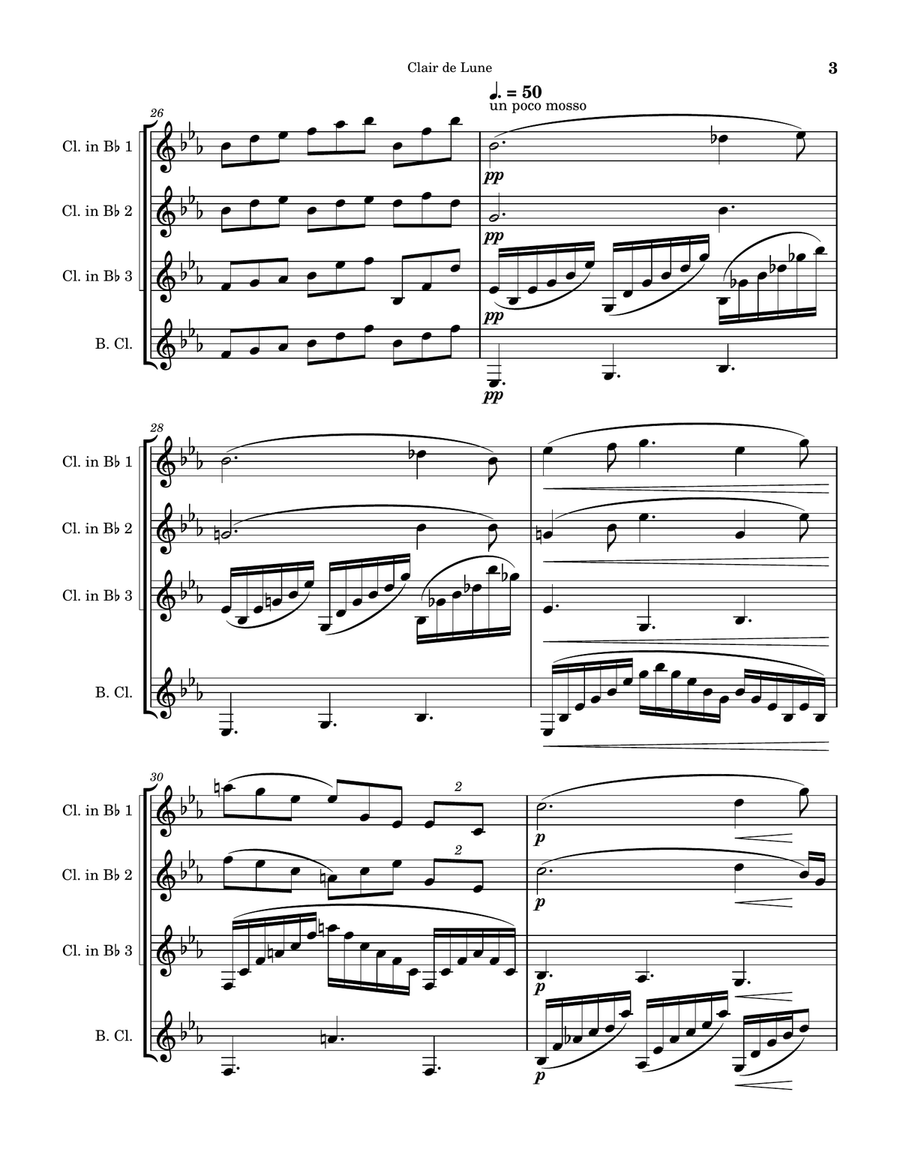 Clair de Lune Clair de Lune Clarinet Quartet scores gallery preview page 3