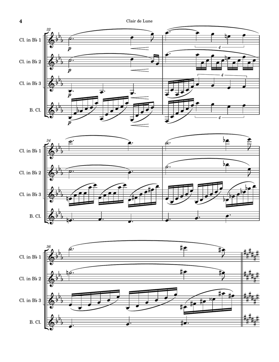 Clair de Lune Clair de Lune Clarinet Quartet scores gallery preview page 4