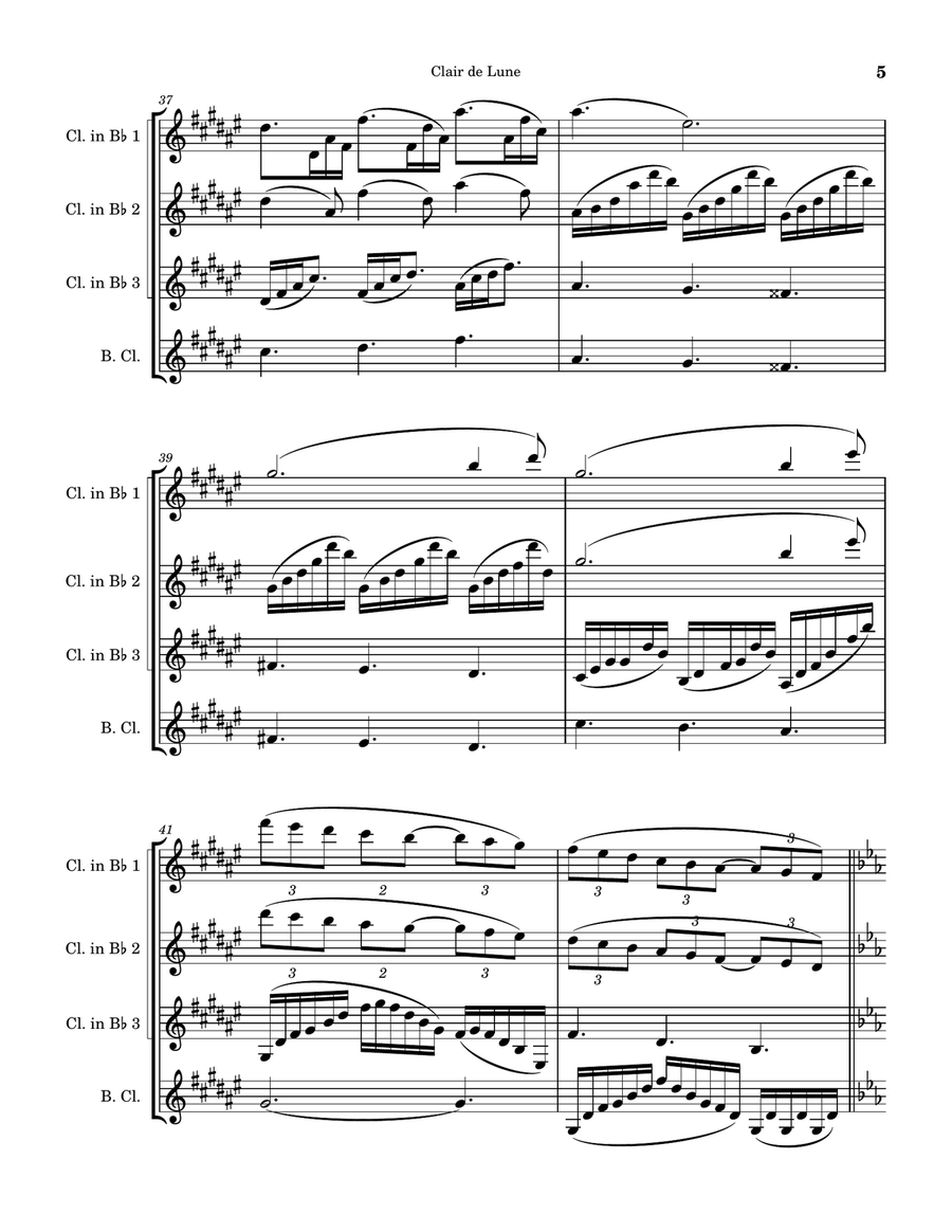 Clair de Lune Clair de Lune Clarinet Quartet scores gallery preview page 5