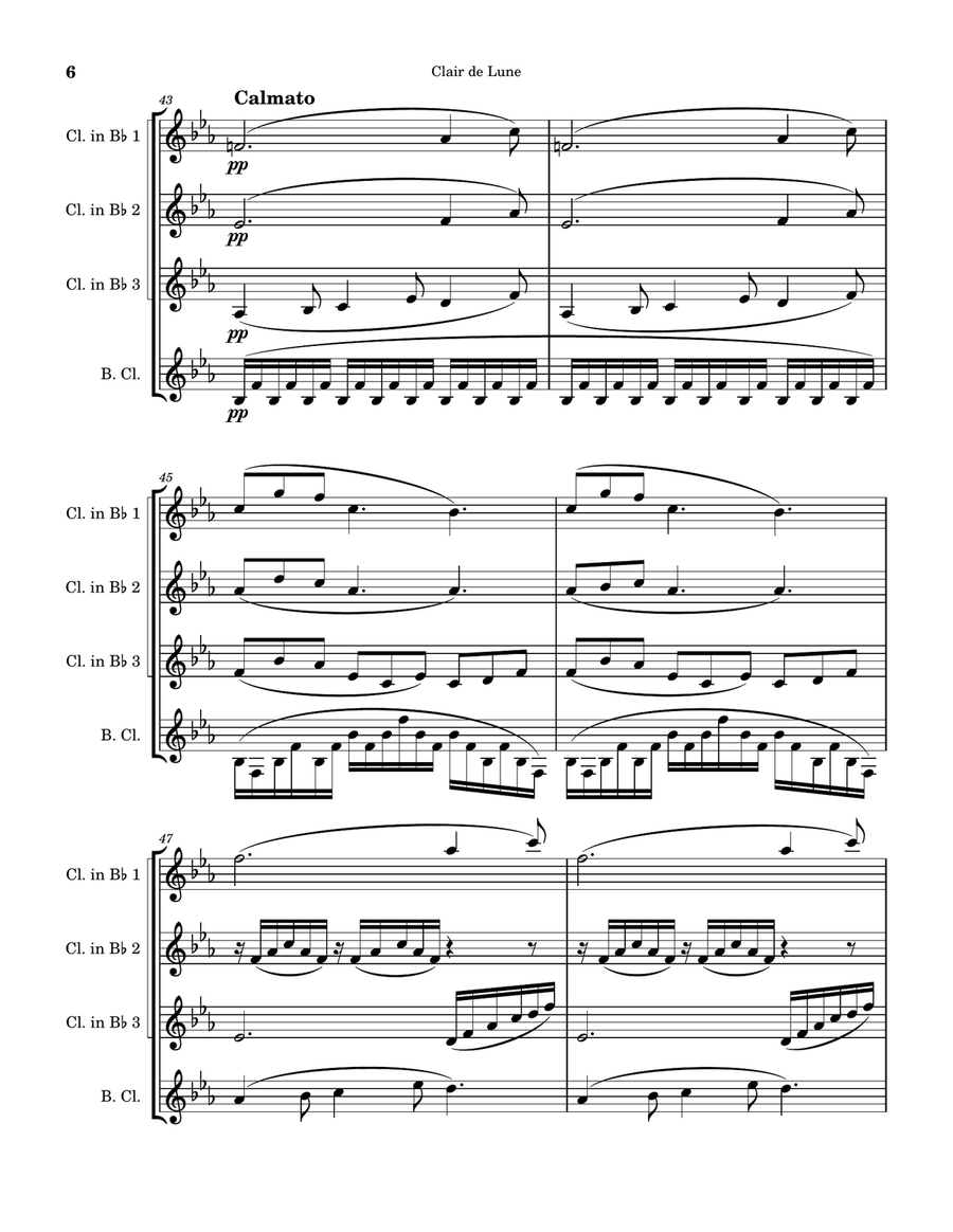 Clair de Lune Clair de Lune Clarinet Quartet scores gallery preview page 6