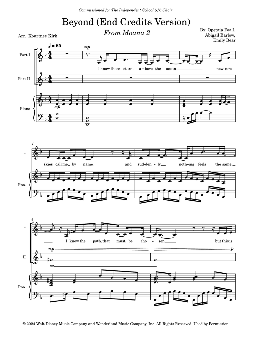 Beyond (End Credit Version) 2-Part scores gallery preview page 1