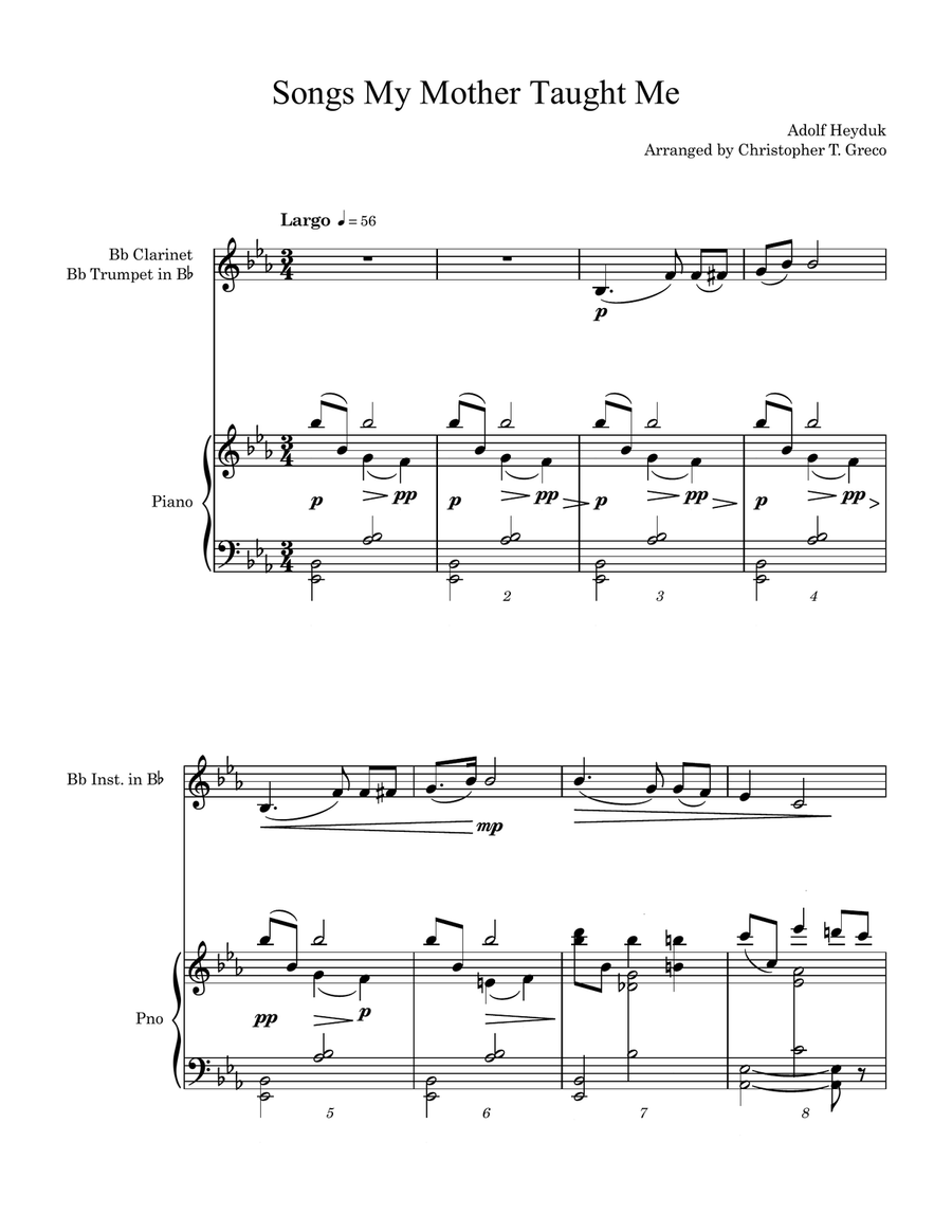 Songs my Mother Taught Me (Bb Instruments) Trumpet Solo scores gallery preview page 2