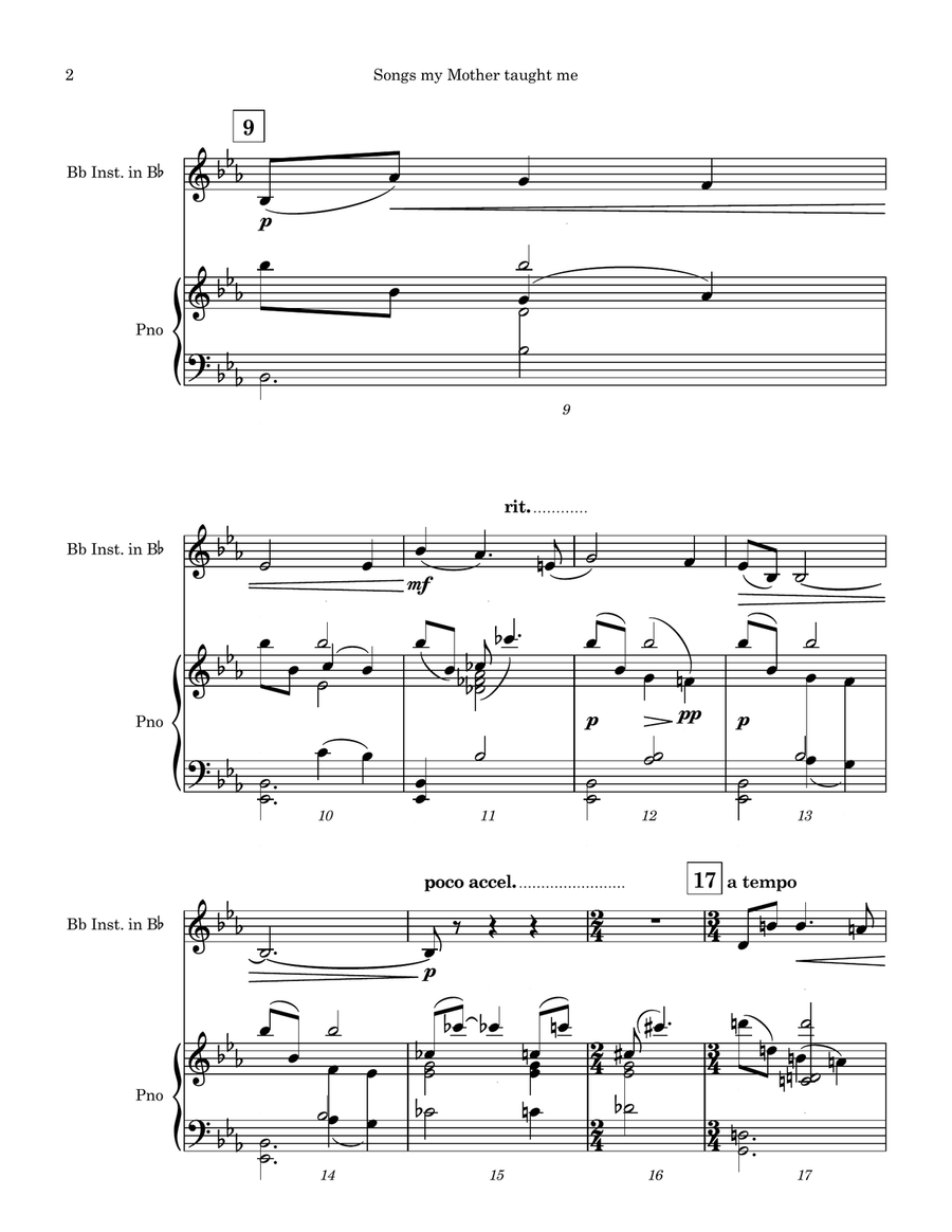 Songs my Mother Taught Me (Bb Instruments) Trumpet Solo scores gallery preview page 3